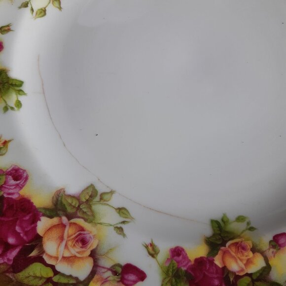 1940s Royal Chelsea Cake Plate, Teacup & Saucer, Golden Rose Bone China Vintage - Picture 9 of 14